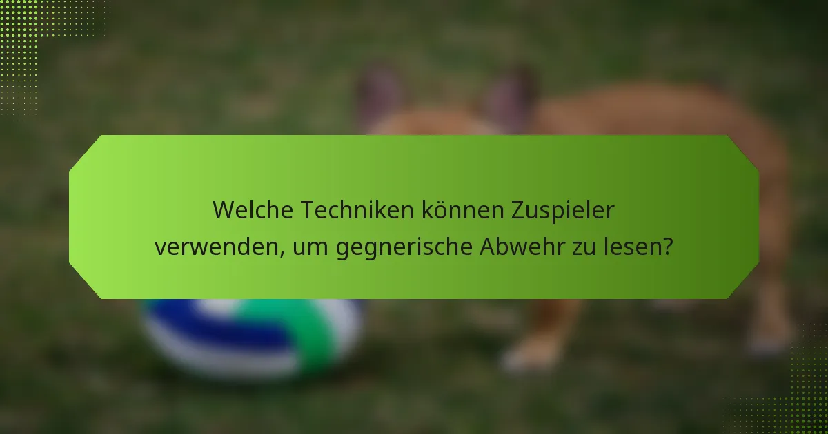 Welche Techniken können Zuspieler verwenden, um gegnerische Abwehr zu lesen?